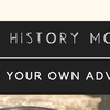 Womxn's History Month banner with Tag line of Choose your own adventure. Text on a black bar over someone's hiking boot on a rock. 
